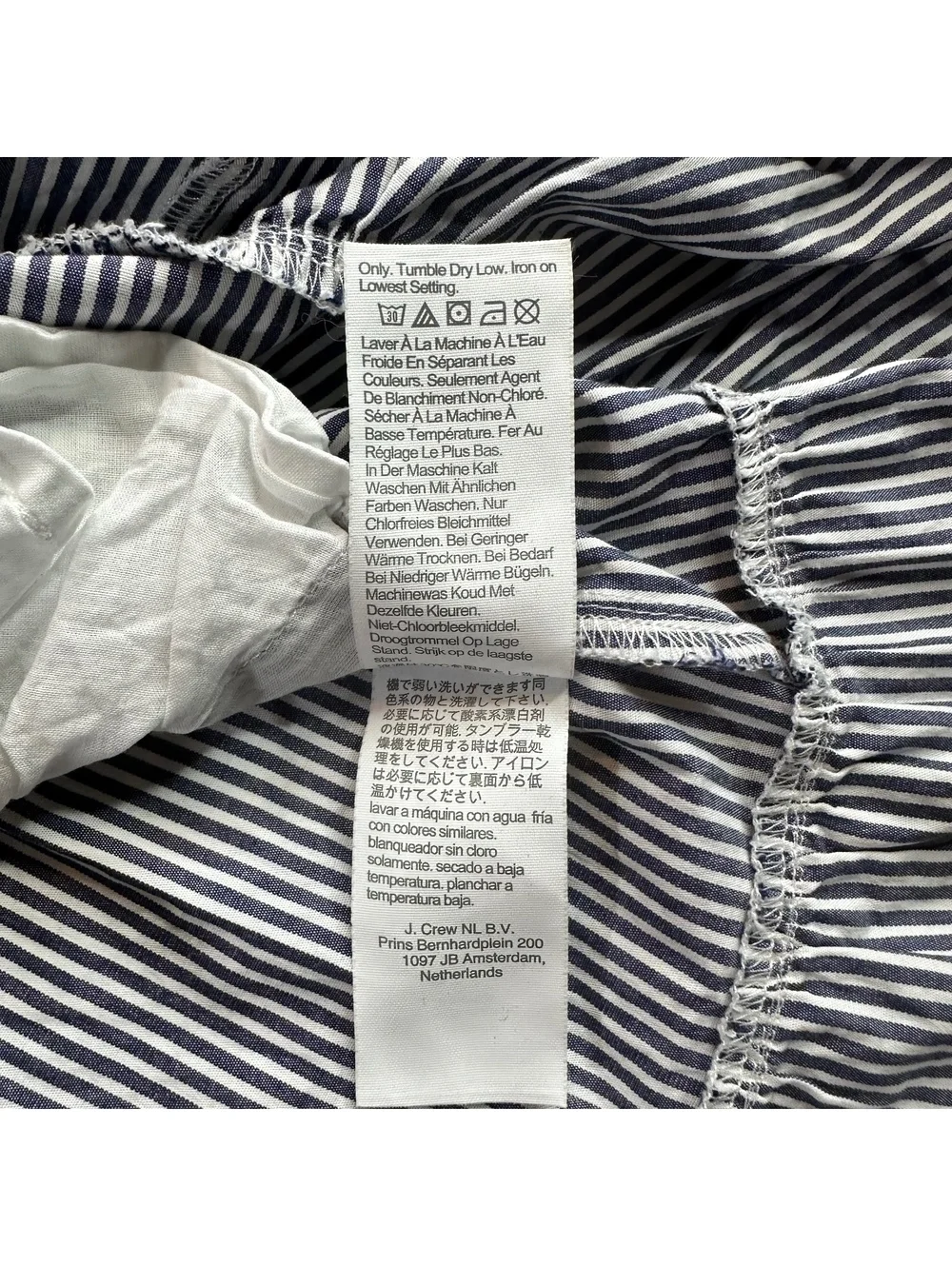 J.Crew Factory striped cotton smocked midi dress preppy cottagecore S